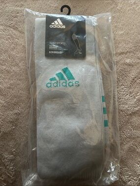 adidas Gray Athletic Crew Socks with Teal Logo